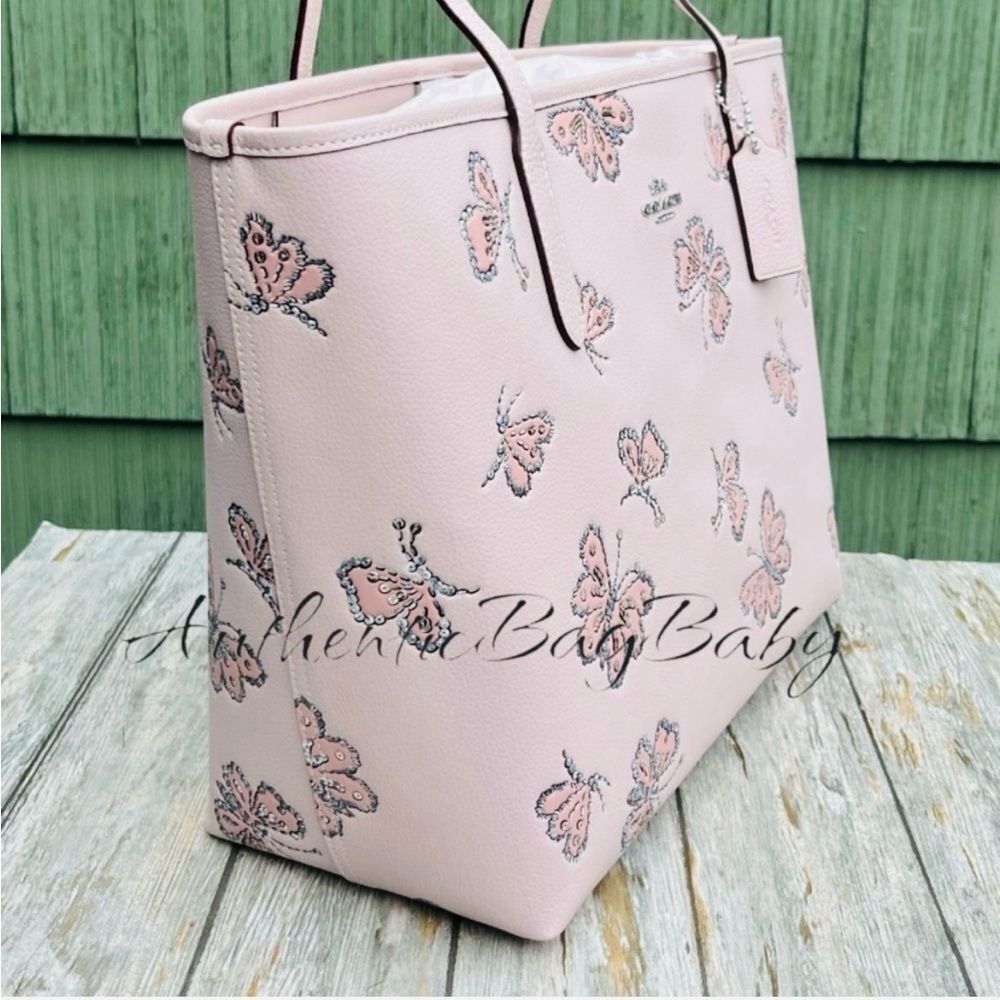 Authentic Coach City Tote Bag With Butterfly Print Leather Purse - Picture 4 of 7